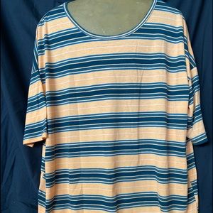 New Peach with Navy Stripes Irma LuLaRoe L